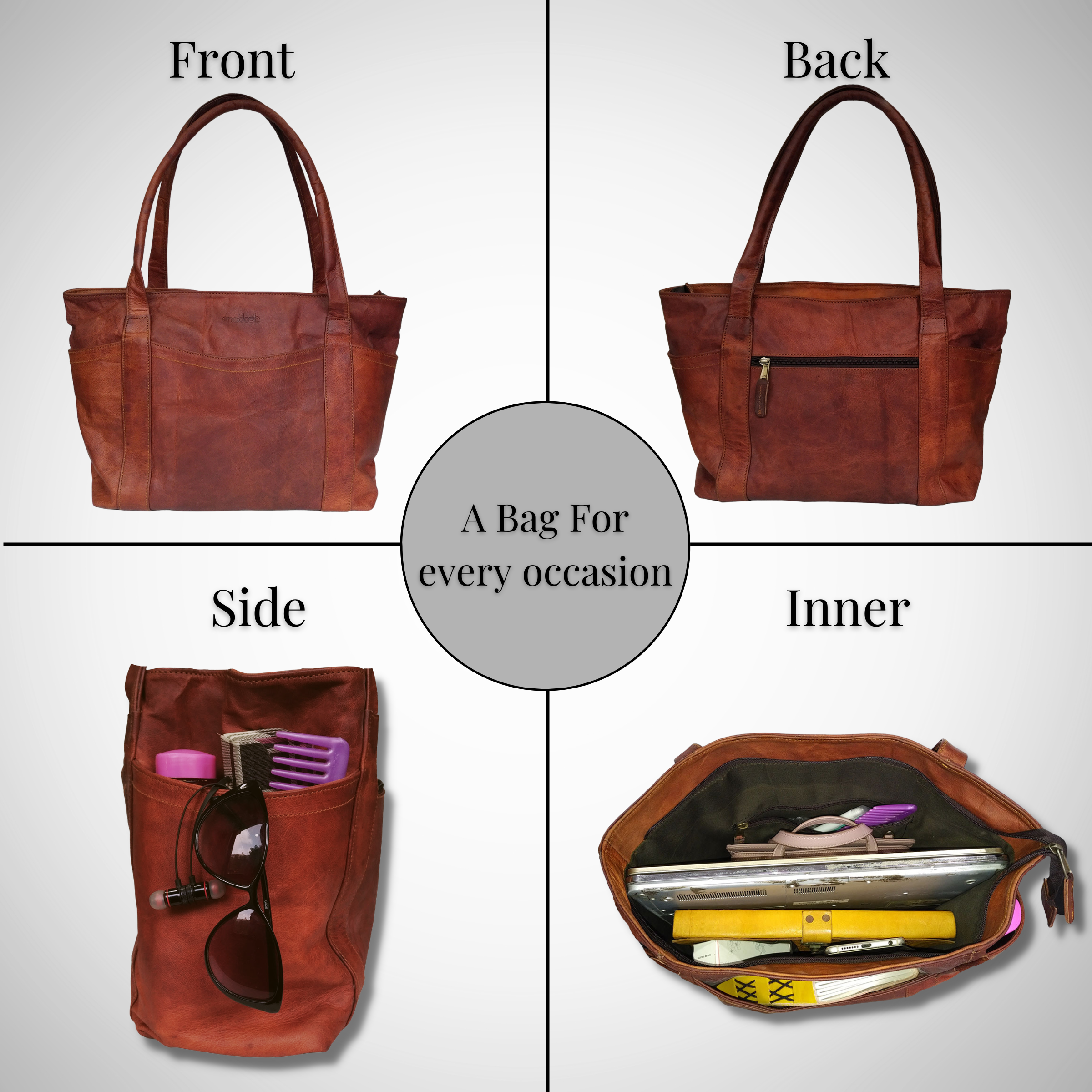 Women's Shoulder Tote Handbag With Wallet Brown Shoulder Office Handmade Bag